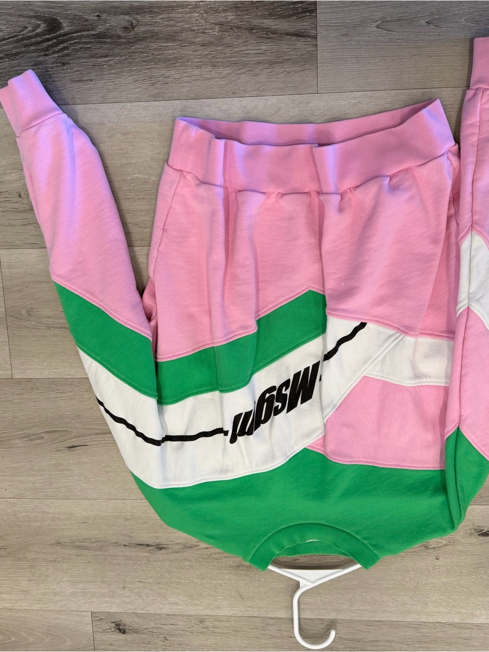 MSGM Pink, Green & White Colorblock Kids Joggers
